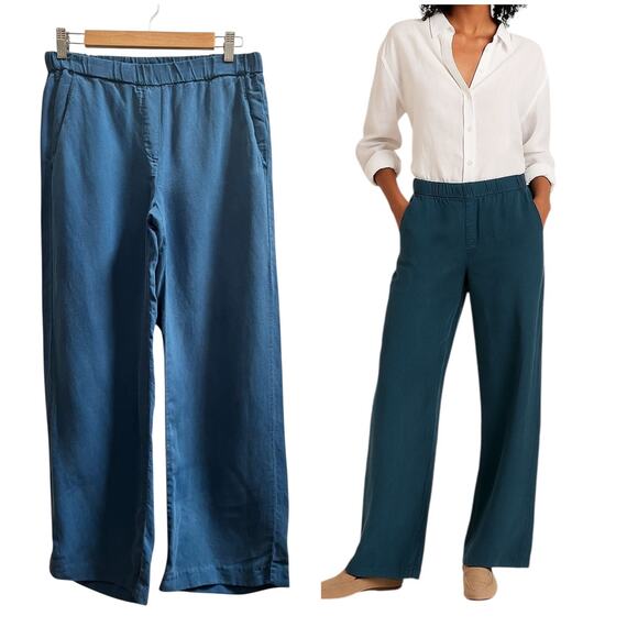 Diega Pantero Blue Linen Blend Pocket Pull On Elastic Waistband Pant Medium - Picture 12 of 12